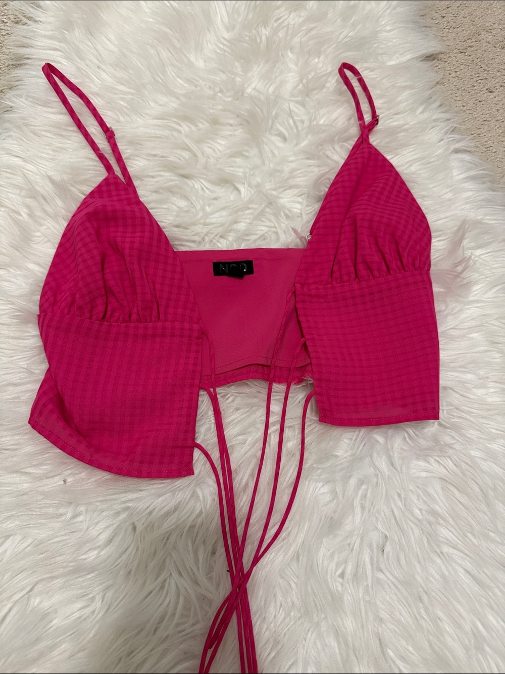 NWOT Pink Front Tie Cami Crop Top NBD